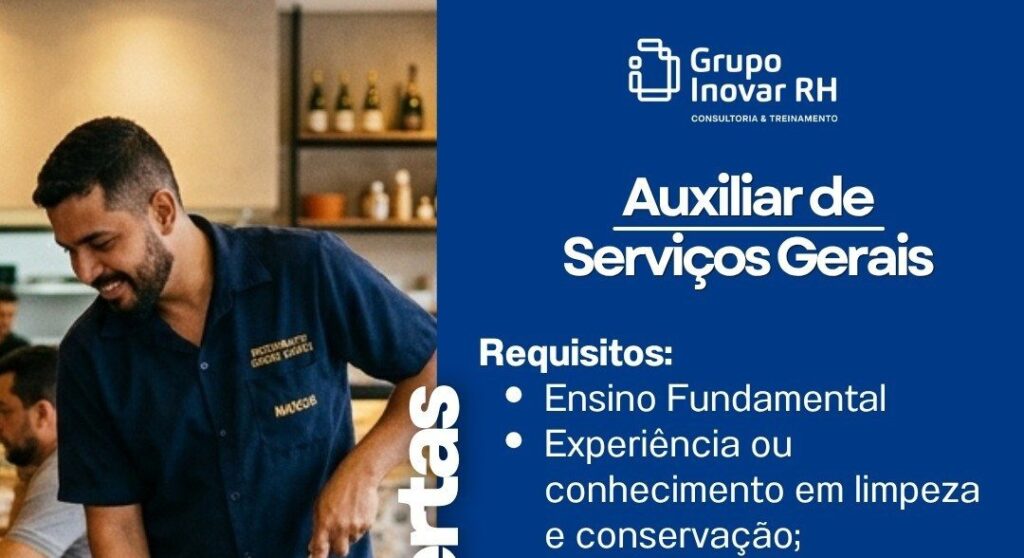 Vaga Aberta para Auxiliar de Serviços Gerais em Manaus com Salário de R$ 1.700 e Benefícios